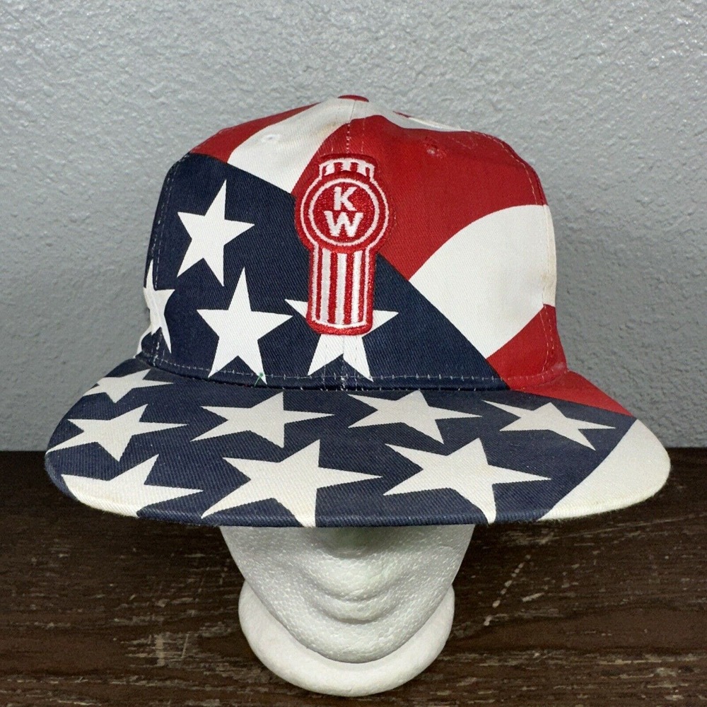 Kenworth Trucks 1994 Patch Hat USA Flag Stars All Over Logo Snapback Global Caps